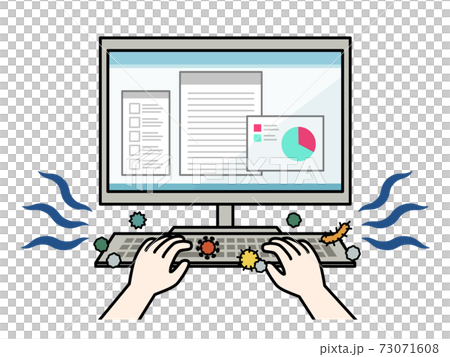 ウイルスや菌が付着しているパソコンキーボード 73071608