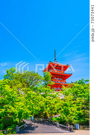 新緑の清水寺三重塔 73073441