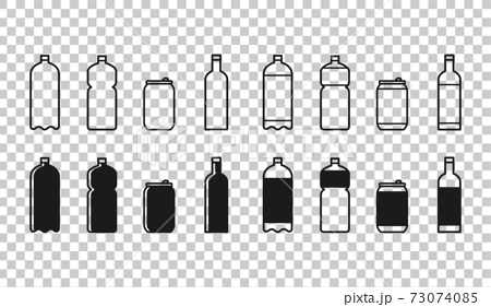 Black And White Icon Set Of Can Bottle Pet Bottle Stock Illustration