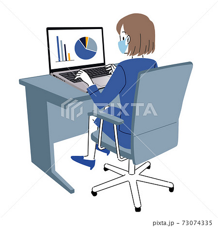 パソコンで仕事をする新入社員のイラスト パソコンで仕事をする新入社員のイラスト 73074335