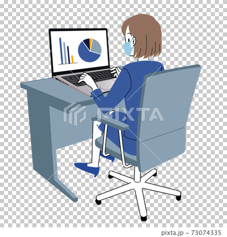 パソコンで仕事をする新入社員のイラスト パソコンで仕事をする新入社員のイラスト 73074335