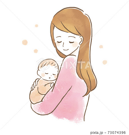 赤ちゃんを抱っこする女性 イラストのイラスト素材