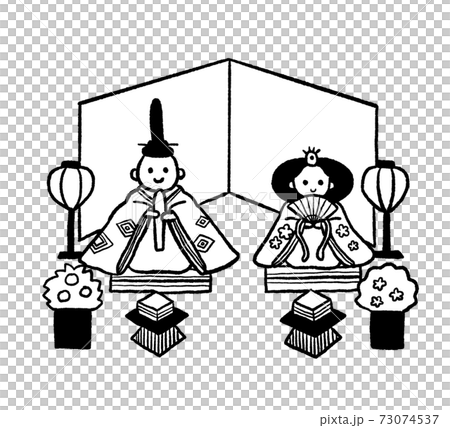 お雛様のイラスト 線画のイラスト素材 73074537 Pixta