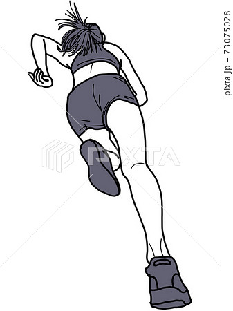 ダッシュする陸上競技の女性のイラスト素材