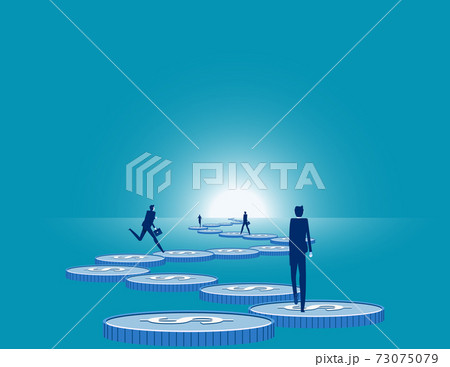 The team walked on the coin road. Money Road 73075079