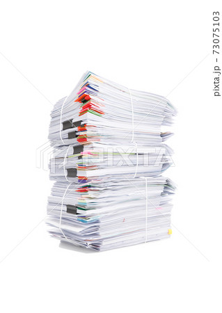 Stack of business papers isolated on white background Stack of business papers isolated on white background 73075103