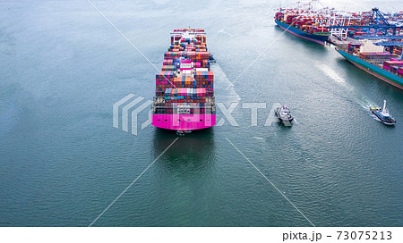 Container ship, Freight shipping maritime vessel, Global business import export commercial trade logistic and transportation oversea worldwide by container ship freight cargo vessel boat. 73075213