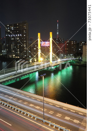 水辺のにぎわい創出する隅田川橋梁のライトアップ 『新大橋』 73075441
