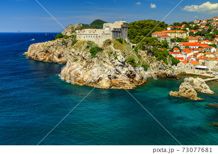 Old city of Dubrovnik with magical turquoise bay,Croatia,Europe 73077681