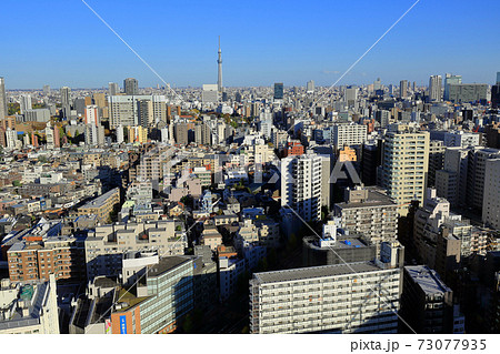 東京　都市風景　文京区　文京シビックセンターからの眺め 73077935
