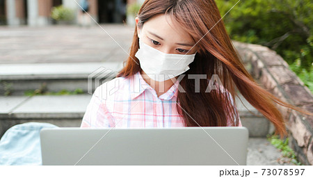 College student use laptop College student use laptop 73078597