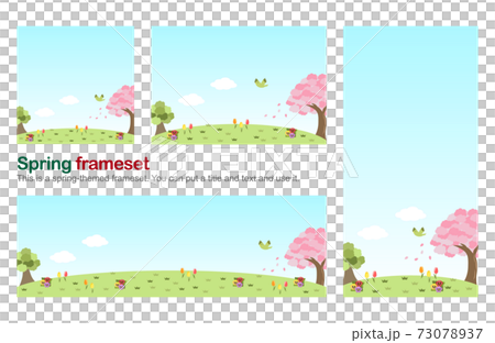 Frameset with cherry blossoms and spring background Frameset with cherry blossoms and spring background 73078937