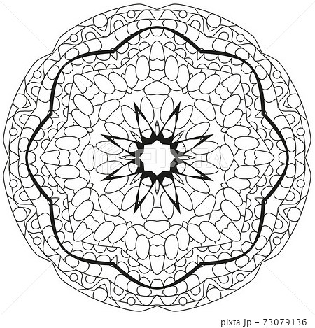 Hand drawn zentangle circular ornament for coloring page. Hand drawn zentangle circular ornament for coloring page. 73079136