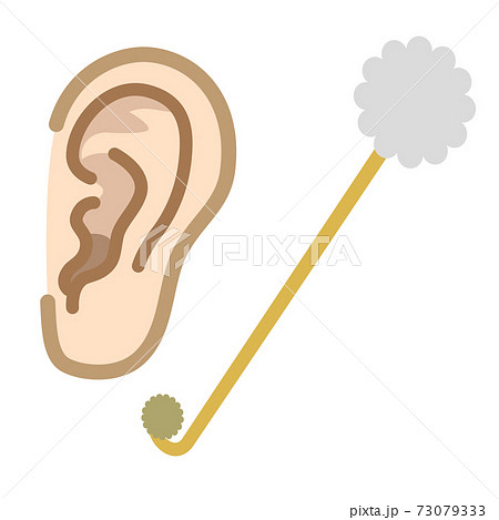 耳と耳かきと耳垢のイラスト素材