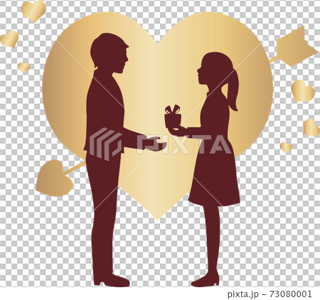 Valentine's Day men's and women's silhouette gift illustration material set 73080001
