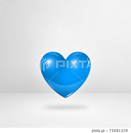 3D blue heart on a white studio background 73081329
