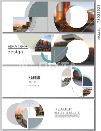 Vector layout of headers, banner design templates for website footer design, horizontal flyer design, website header. Background with abstract circle round banners. Corporate business concept template Vector layout of headers, banner design templates for website footer design, horizontal flyer design, website header. Background with abstract circle round banners. Corporate business concept template 73081623