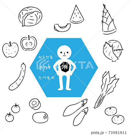 からだを冷やす食べ物 線画 からだを冷やす食べ物 線画 73081911