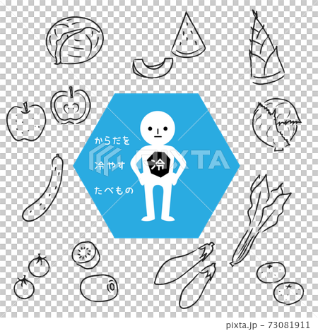 からだを冷やす食べ物 線画 からだを冷やす食べ物 線画 73081911