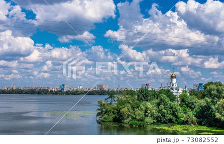 Dnieper river and embankment of Dnipro in Ukraine Dnieper river and embankment of Dnipro in Ukraine 73082552