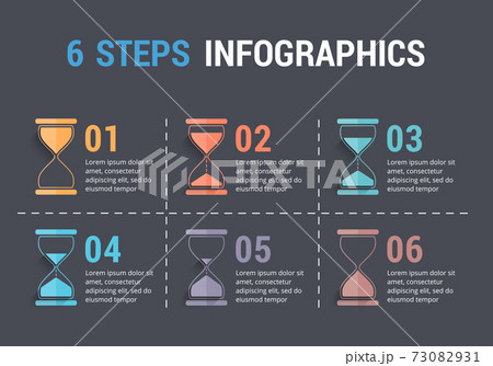 6 Steps Infographics with Hourglass 73082931