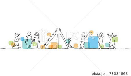 遊ぶ子どもたちの線画イラスト 73084668