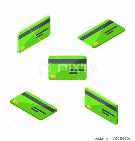 Credit card Green Isometric & Flat - White Background icon vector. 73084856