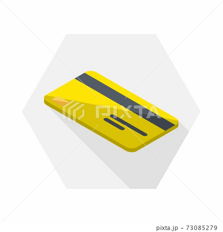 Credit card Yellow left view icon vector isometric. Credit card Yellow left view icon vector isometric. 73085279