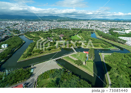 五稜郭タワーから見る五稜郭の風景の写真素材