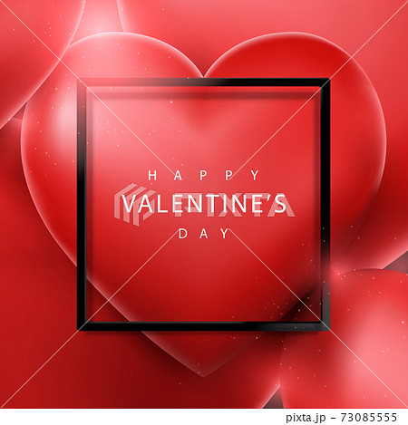 Valentines Day and Wedding background. 3d red heart balloon floating and Black frame. Vector illustration Valentines Day and Wedding background. 3d red heart balloon floating and Black frame. Vector illustration 73085555
