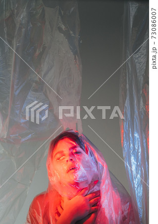 breathing problem defocused art portrait woman 73086007