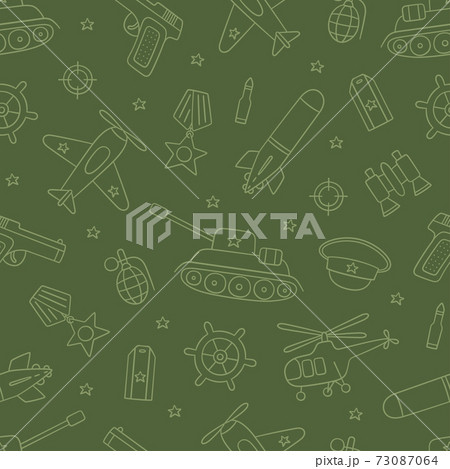 Seamless pattern for Defender of the Fatherland Day 23 february and Victory day 9 may. 73087064