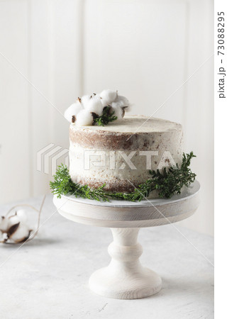 Christmas nude cake with white cream Christmas nude cake with white cream 73088295