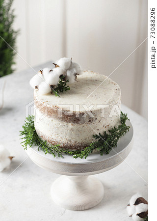 Christmas nude cake with white cream Christmas nude cake with white cream 73088296