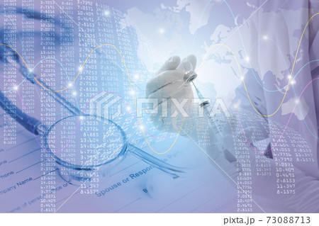 医療イメージ　世界的な感染症の流行と治療 73088713