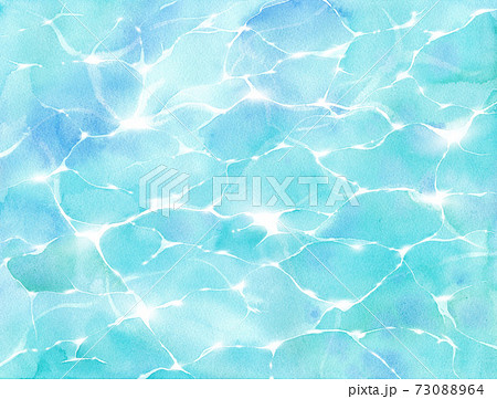 煌めく透きとおった水面の抽象イメージ 水彩イラスト 背景 壁紙 光付き のイラスト素材