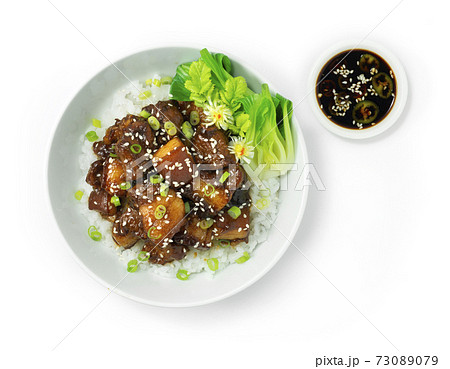 Braised Pork Belly Caramelised on Rice Braised Pork Belly Caramelised on Rice 73089079