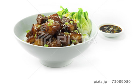 Braised Pork Belly Caramelised on Rice Braised Pork Belly Caramelised on Rice 73089080