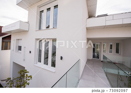 Contemporary beautiful modern white house exterior 73092097