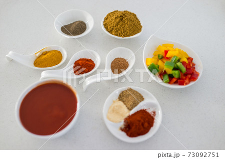 Different varieties of ingredients for making lunch 73092751