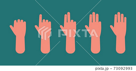 Hand count. One to five fingers, arm showing sign. Preschool children education vector concept 73092993