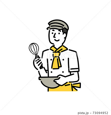 ケーキ屋でパティシエとして働く30代の男性のイラスト素材