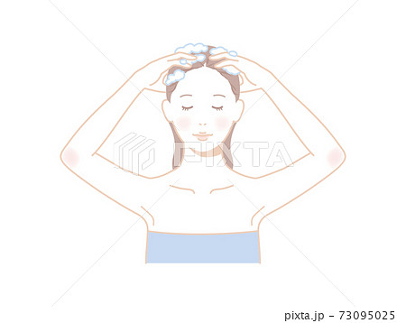 女性_シャンプー_線画 73095025