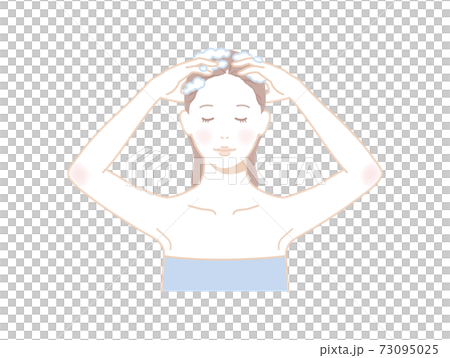 女性_シャンプー_線画 73095025