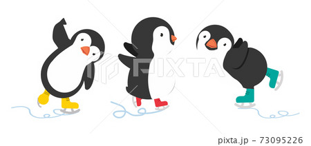 happy Penguin ice skates cartoon set 73095226
