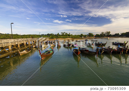 Long tail fishing boats in Krabi - Thailand 73095309
