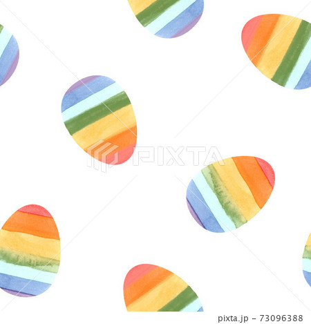 Beautiful seamless pattern with watercolor colorful easter eggs, Stock illustration. 73096388