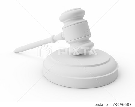 3D rendering white gavel, Judge Hammer on white background 73096688