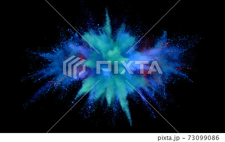 Launched colorful powder on black background Launched colorful powder on black background 73099086