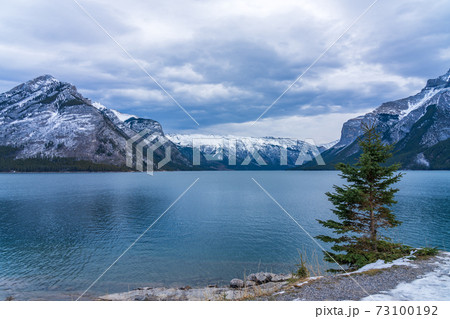 Lake Minnewanka in early winter. Banff National Park, Canadian Rockies, Alberta, Canada. Lake Minnewanka in early winter. Banff National Park, Canadian Rockies, Alberta, Canada. 73100192